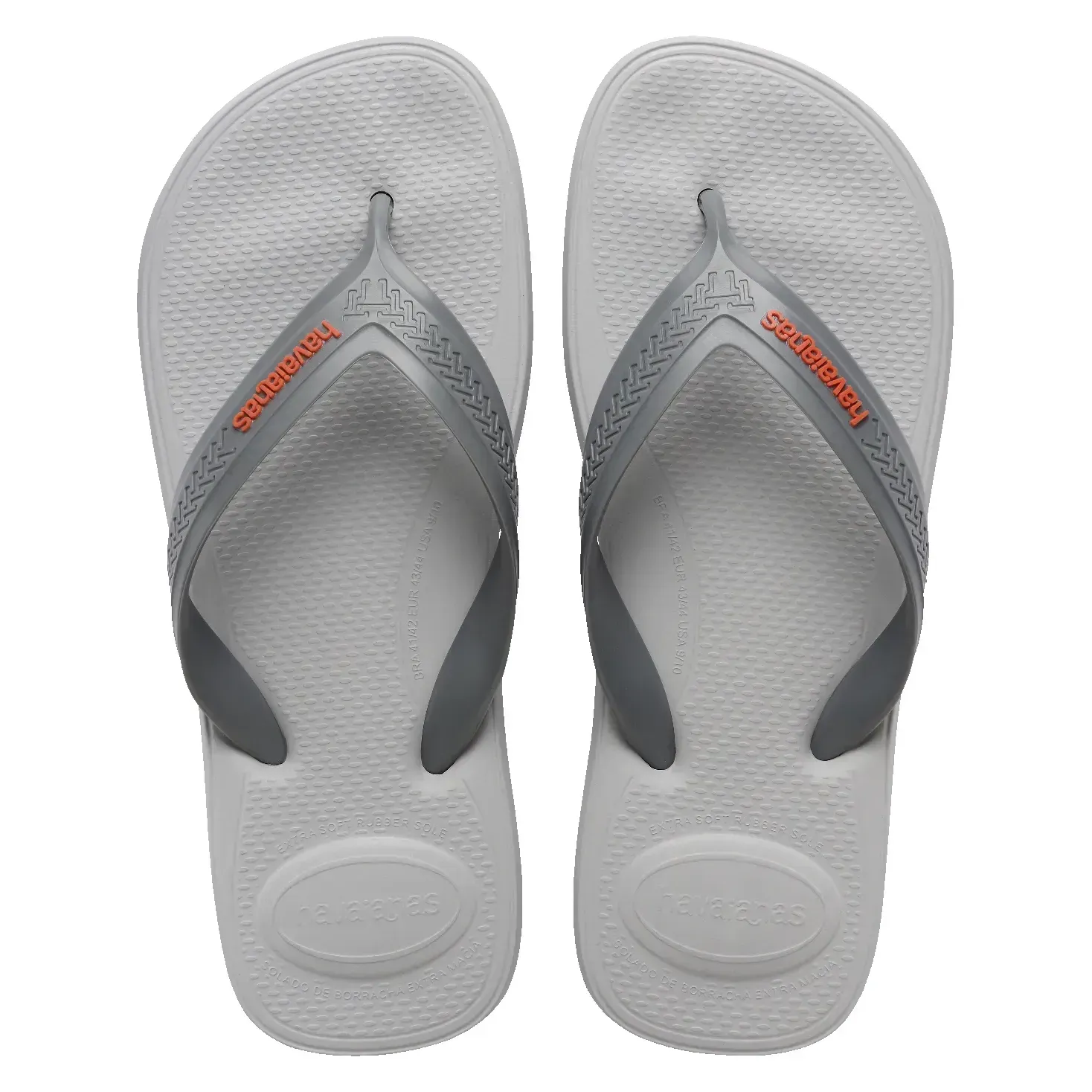Chinelo masculino Havaianas Top Max Comfort cinza com tiras largas e solado texturizado